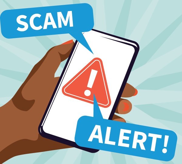 graphic warning of scam text messages