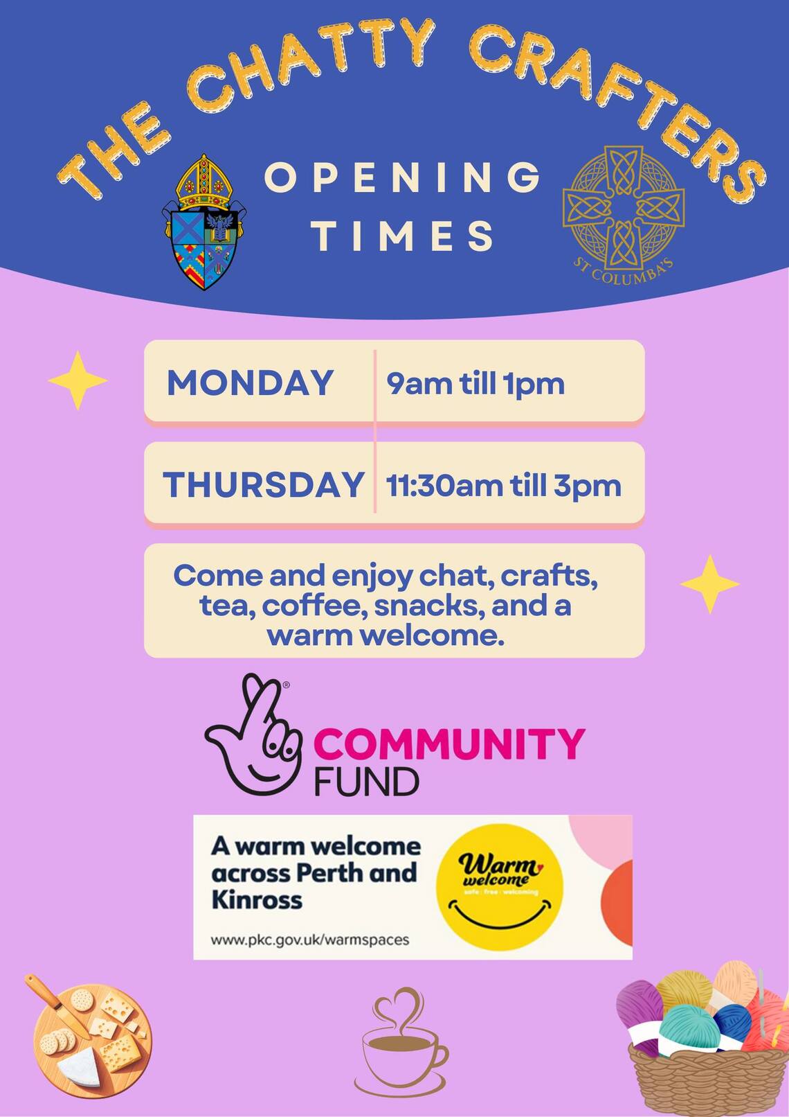 poster for Crafty Chatters group in St Columba's church