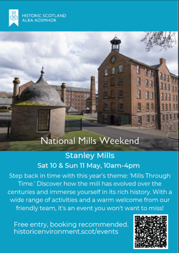 image of poster for Stanley Mills free entry weekend May 2025