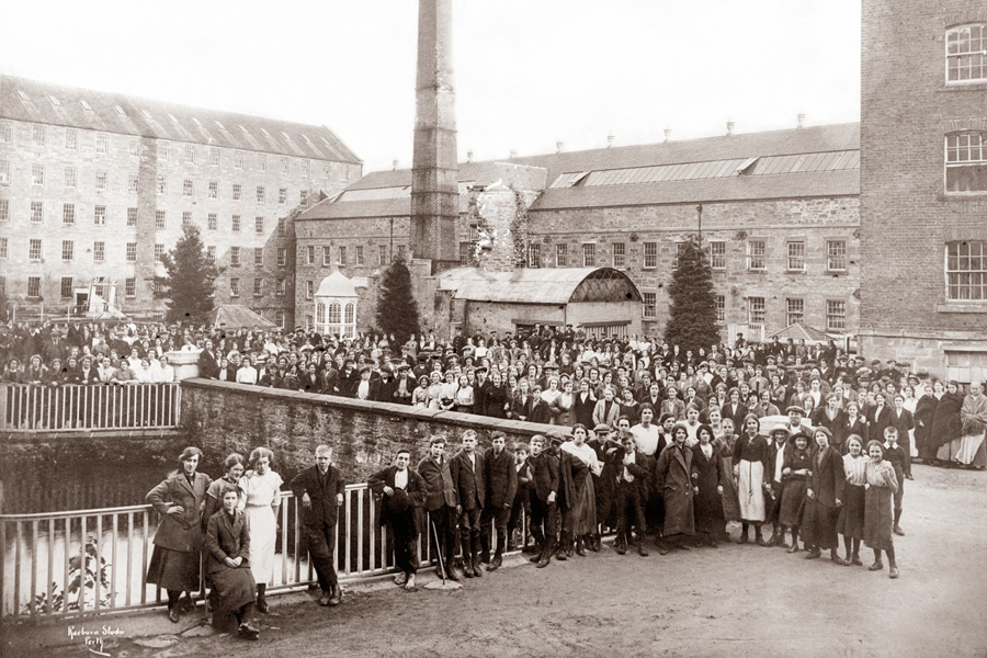 image of workers gathered outside at Stanley Mills