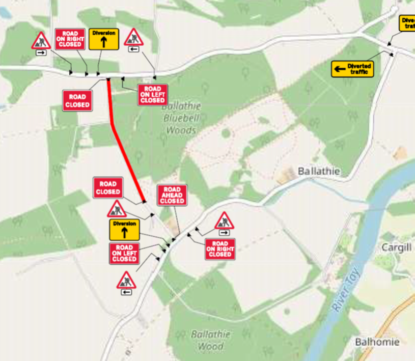 graphic showing closure of road U118 from 22 Sept 2025